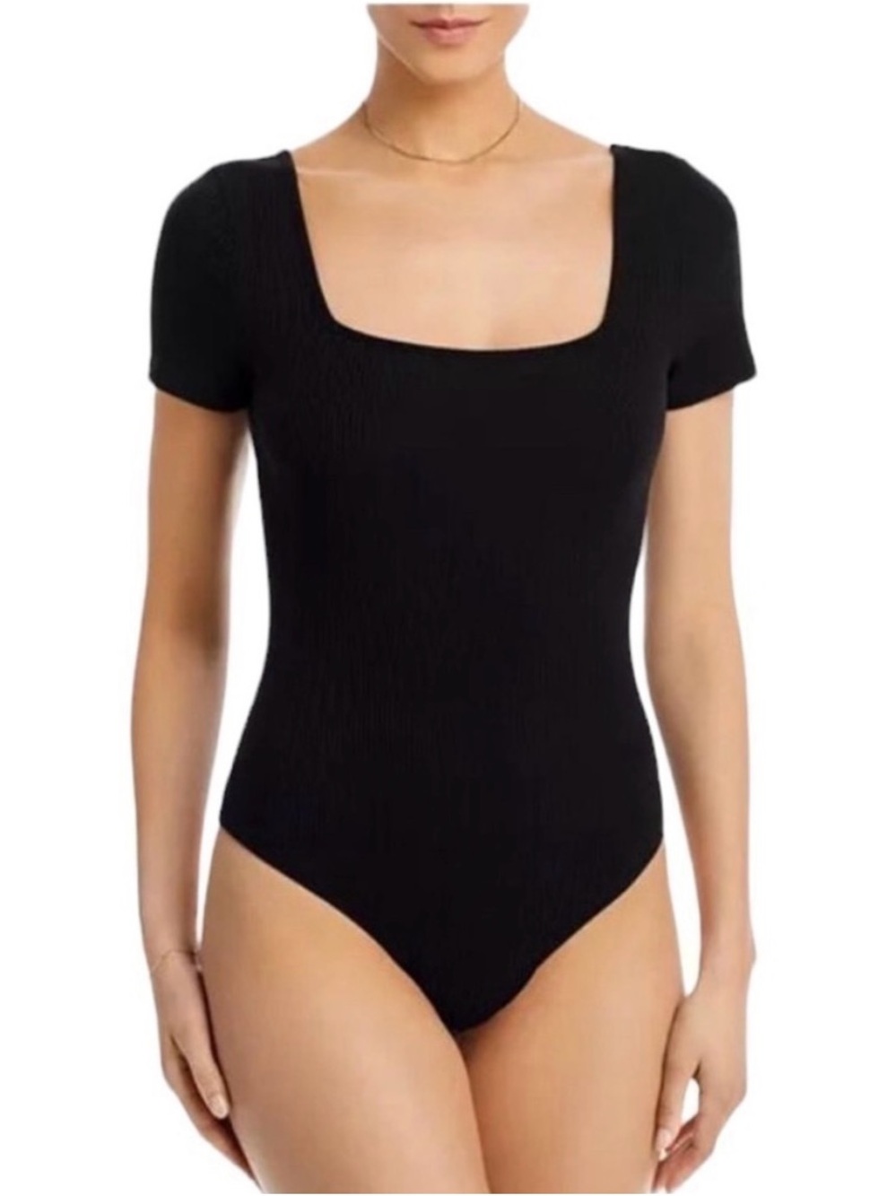 House of Harlow 1960 Black Square-Neck Bodysuit